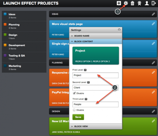 ProjectFlow Board settings